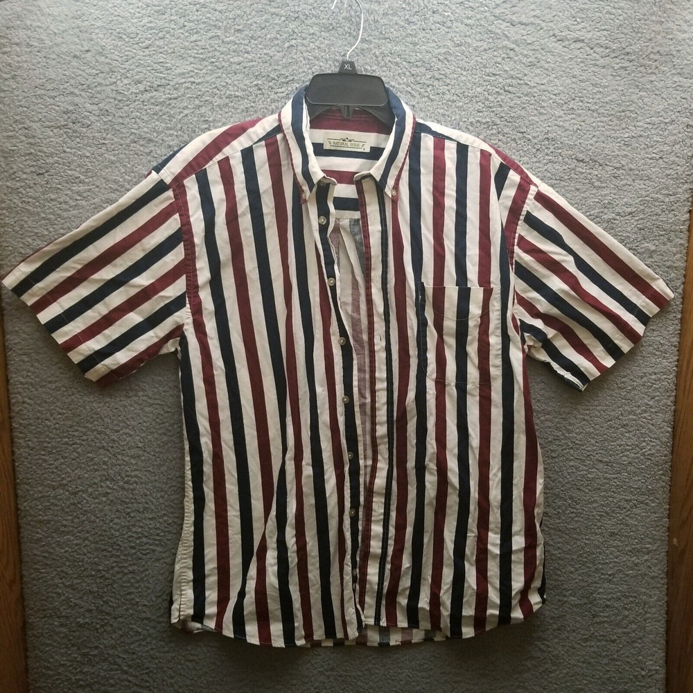 Natural Issue L RW&B Striped Multicolor Button-Down Shirt 52" 31" 10.25"